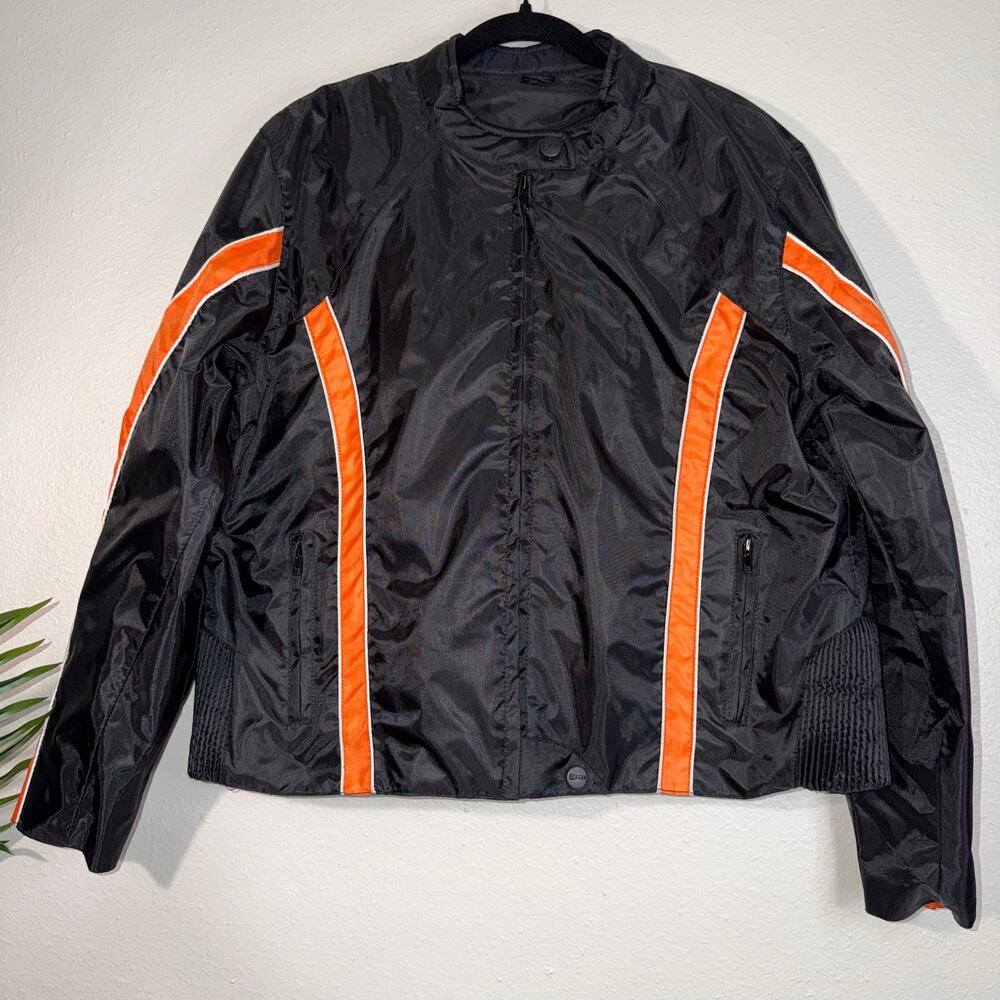 NEXGEN Women's XL Motorcycle Jacket - Black‎ & Orange Racing Stripe